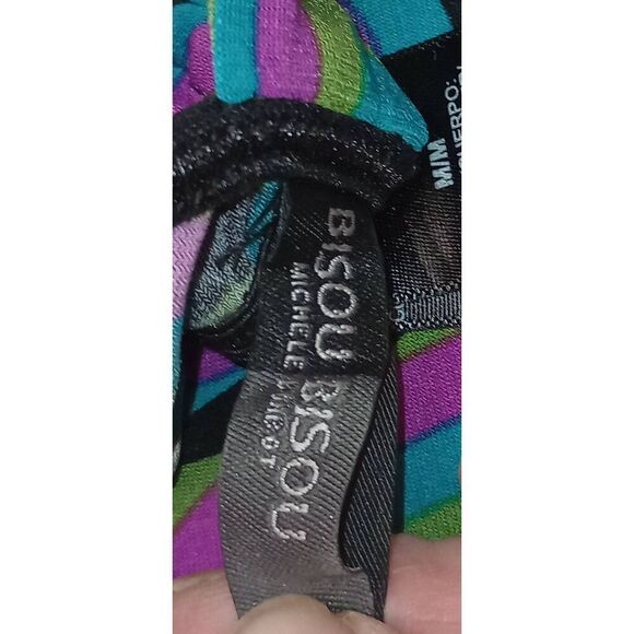 BISOU BISOU multi-colored print bathing suit top size medium - Picture 5 of 5